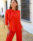 Conjunto Ariana Blusón con Volante y Pantalón Fluido