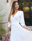 VESTIDO MIDI GASA VUELO BLANCO
