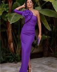 VESTIDO LARGO ASIMÉTRICO MORADO