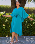 VESTIDO CAPA GASA TURQUESA