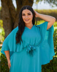 VESTIDO CAPA GASA TURQUESA