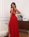 Vestido Largo Flavia Asimétrico Flor Hombro