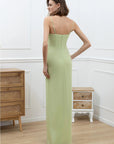 Vestido Drapeado Palabra Honor Granate