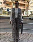 Pantalón Perlado Jacquard Marrón