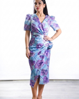 Vestido Midi de Fiesta Leonor - Invitada de Día con Drapeado que Estiliza- Fabricado en España