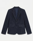 Blazer Denim Chinilla Azul Marino Forrada con Solapa - Tallas 38 a 52