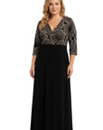 Vestido Largo Maria del Mar Combinado en gasa y Falda Lisa