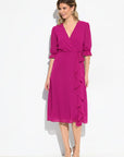 Vestido Midi Roma: Elegancia Fluida en Azul Tinta y Cherry