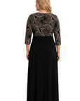 Vestido Largo Maria del Mar Combinado en gasa y Falda Lisa