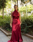 Vestido Largo Kabul Satinado Cuello Holter