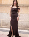 Vestido Largo Alex Escote Asimétrico Cuerpo Drapeado