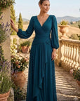 Vestido Francia Largo mangas Tul Drapeado