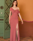 Vestido Largo Micaela Tirante Gasa Asimétrico – Invitada y Graduación