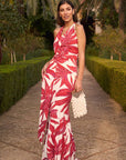 Vestido Largo Rioja - Diseño Sirena Asimétrico con Espalda Descubierta y Estampado