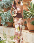 Vestido Largo Vera Asimétrico Volante Estampado
