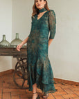 Vestido Lesoto Midi Estampado pico
