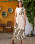 Vestido Priscila Midi Hombreras Cenefa