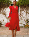 Vestido Midi Venezuela Rojo Gasa Fluida y Elegancia Juvenil
