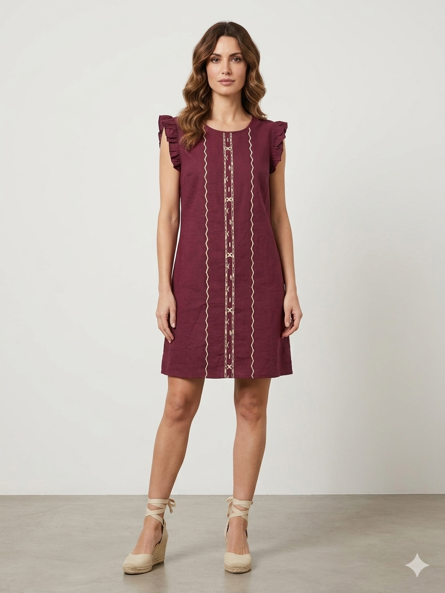 Vestido Corto Sofia Bordado laterales