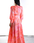 Vestido Midi  Daniela gasa  estampado Falda vuelo