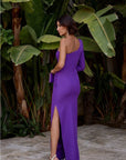 VESTIDO LARGO ASIMÉTRICO MORADO