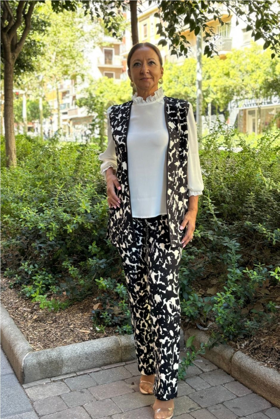 PANTALÓN ESTAMPADO ANIMAL ESTAMPADO NEGRO