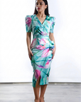 Vestido Midi de Fiesta Leonor - Invitada de Día con Drapeado que  Estiliza- Fabricado en España