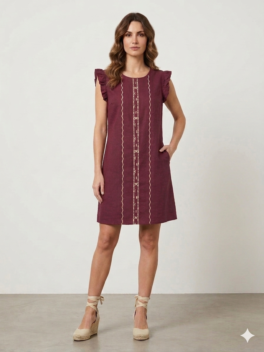 Vestido Corto Sofia Bordado laterales
