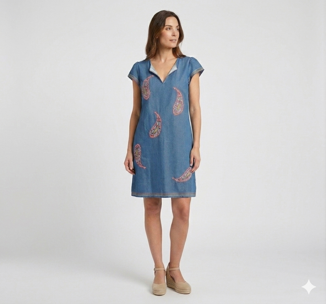 Vestido Corto vaquero Bordado
