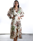 Vestido Midi  Daniela gasa  estampado Falda vuelo