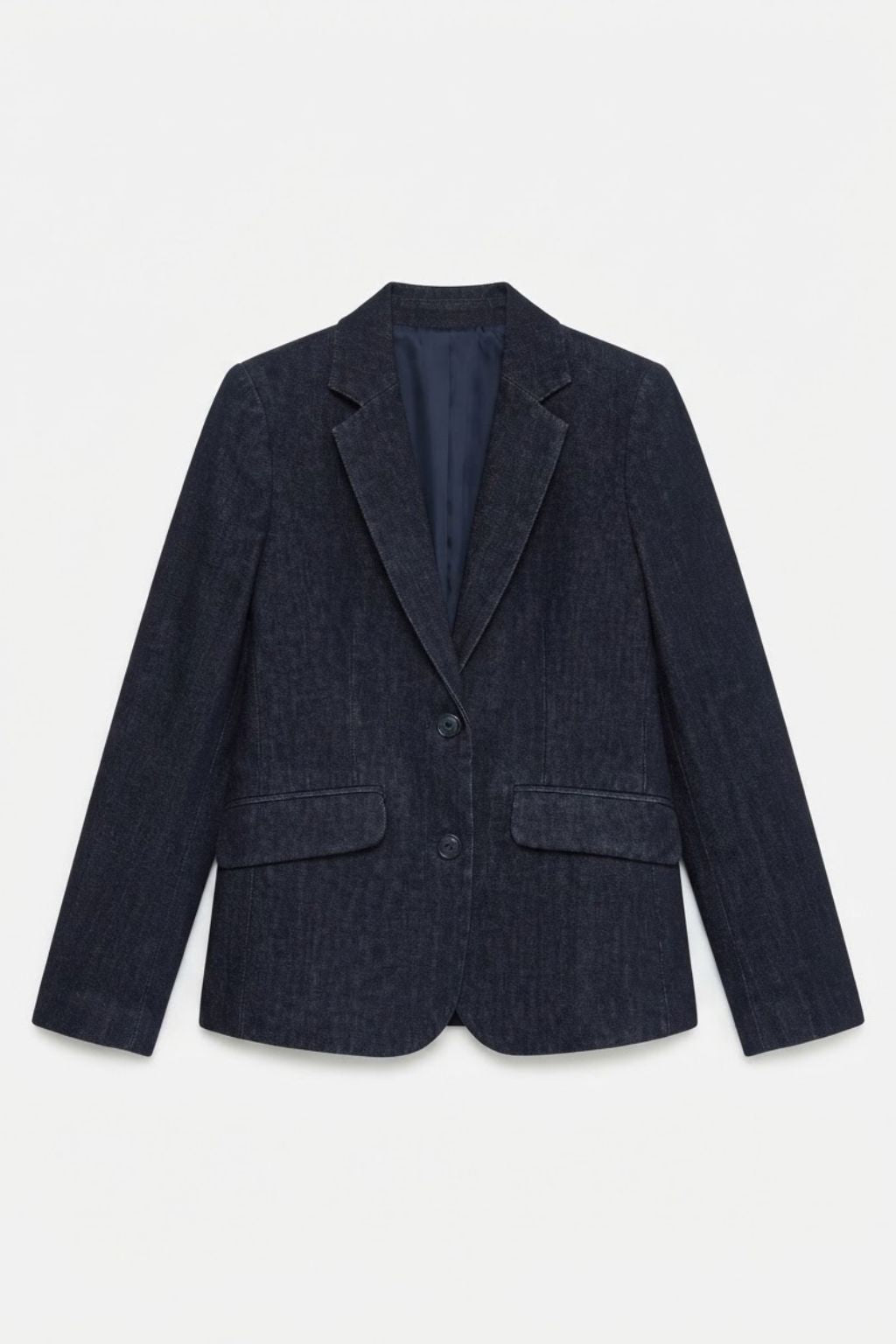 Blazer Denim Chinilla Azul Marino Forrada con Solapa - Tallas 38 a 52