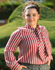 Blusa Mari Rayas Cuello Lazo
