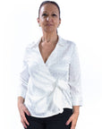 Blusa Mimi Cruzada Satinada Jacquard