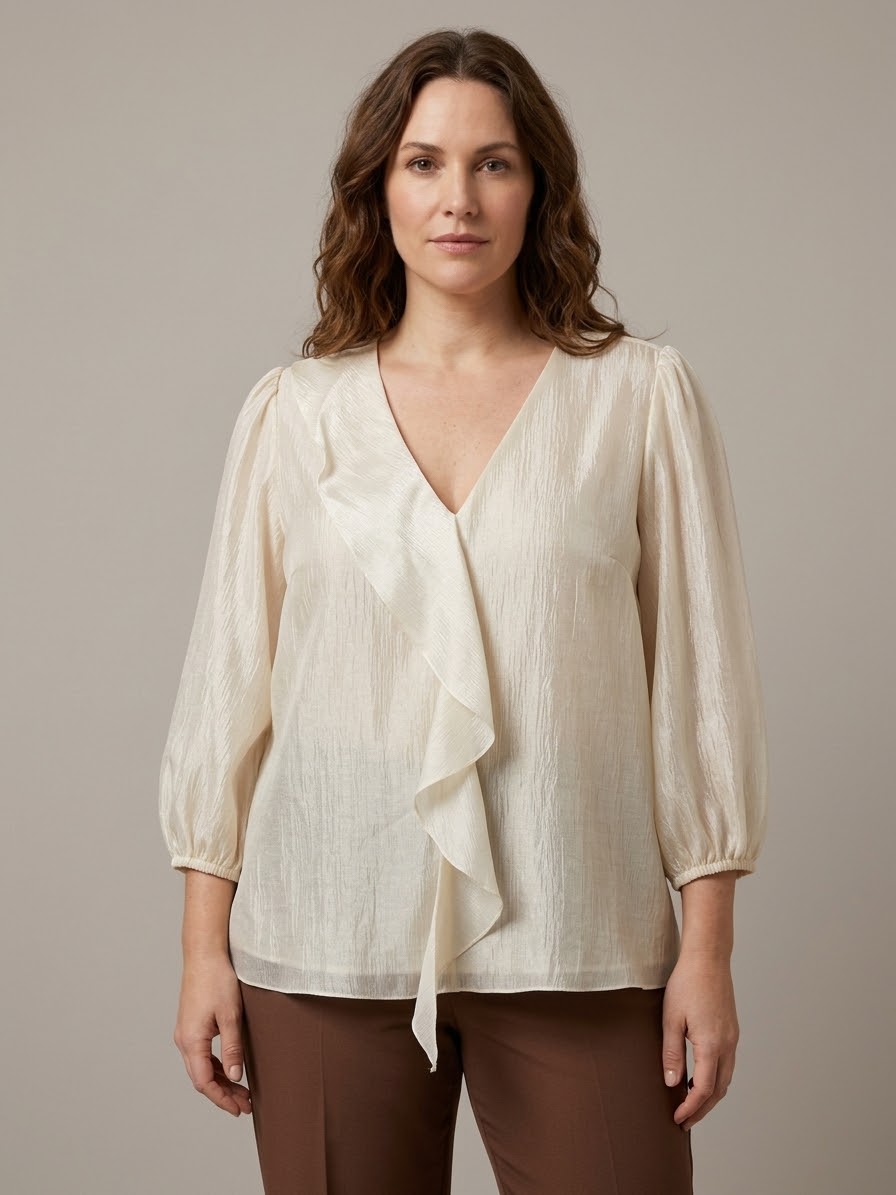 blusa-satinada-ale-en-color-crudo-combinada-con-pantalon-marron-en-modelo-anclas-salamanca