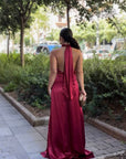 Vestido Largo Kabul  Satinado Cuello Holter