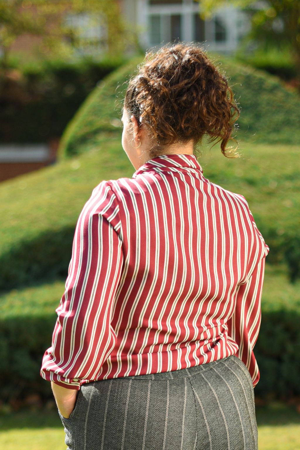 Blusa Mari Rayas Cuello Lazo