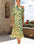 Vestido Midi México Estampado Verde - Invitada Perfecta