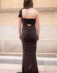 Vestido Largo Alex Escote Asimétrico Cuerpo Drapeado