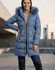 Parka Flota  3/4 de Mujer con Capucha y Pelo Desmontable