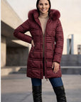 Parka Flota  3/4 de Mujer con Capucha y Pelo Desmontable
