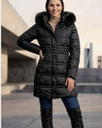 Parka Flota  3/4 de Mujer con Capucha y Pelo Desmontable