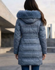 Parka Flota  3/4 de Mujer con Capucha y Pelo Desmontable
