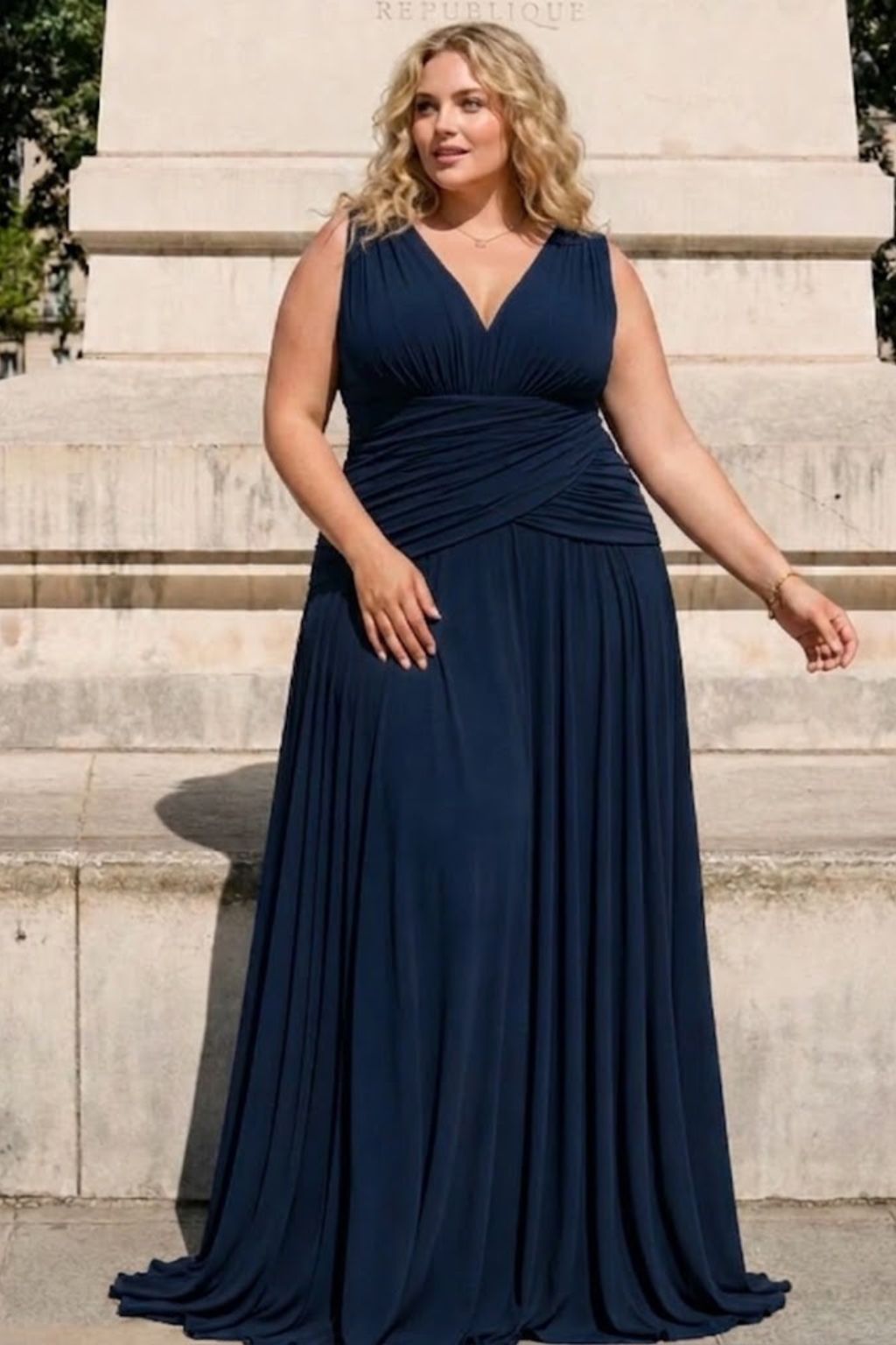 Vestido Hortensia Gasa hombros y cintura drapeada TG