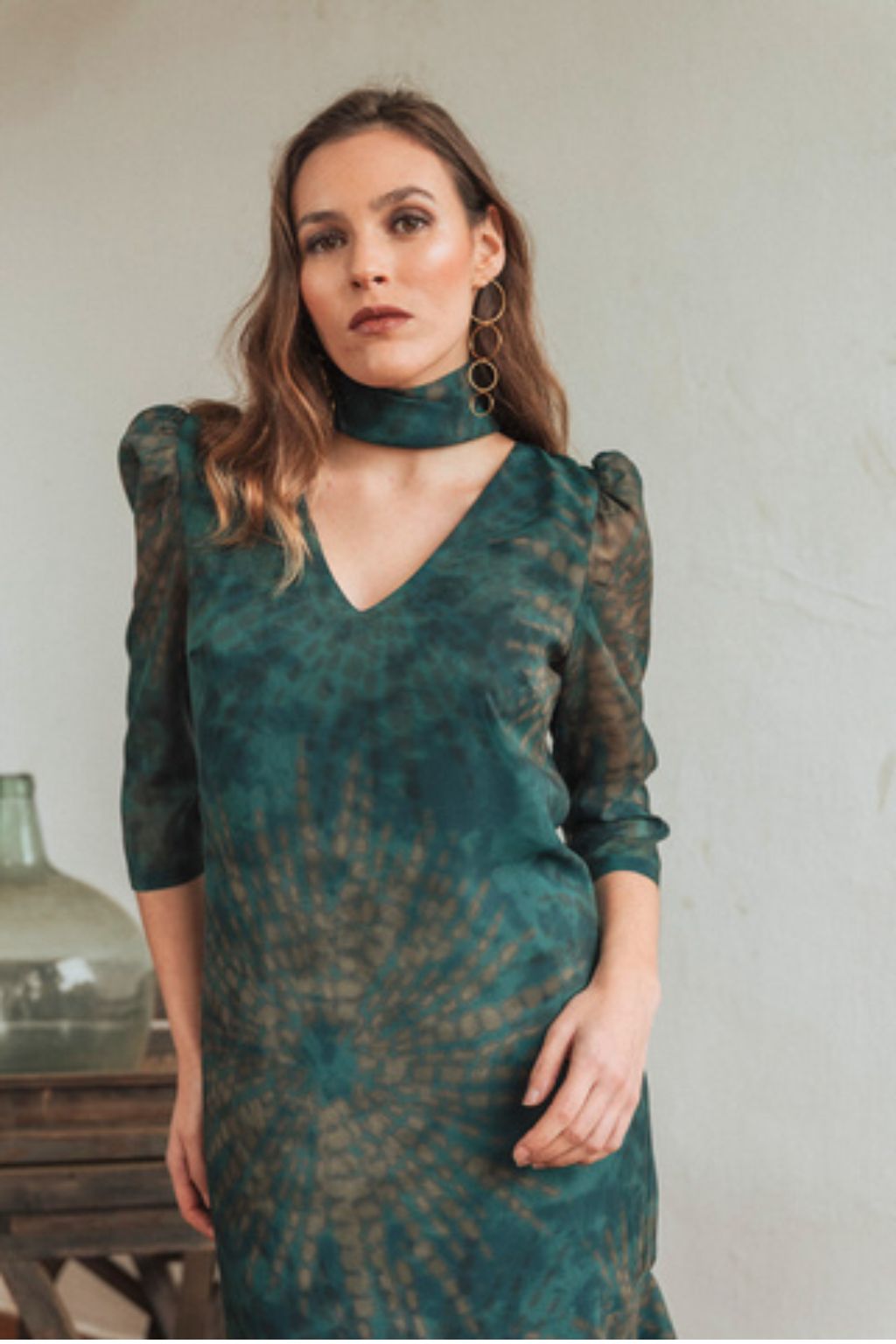 Vestido Lesoto Midi Estampado pico