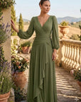 Vestido Francia Largo mangas Tul Drapeado