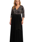 Vestido Largo Maria del Mar Combinado en gasa y Falda Lisa