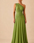 Vestido Largo Teresa Asimétrico de Tul y Gasa