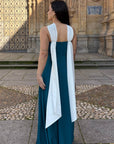 Vestido Largo Tokio Crepe Rubí - Escote Halter y Espalda Multitira