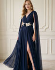 Vestido Largo Damas Manga Capa